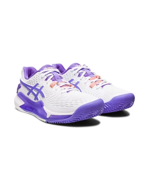 Asics Gel Resolution 9 Clay Blanco Morado Mujer 1042a224-101 | Ofertas de pádel